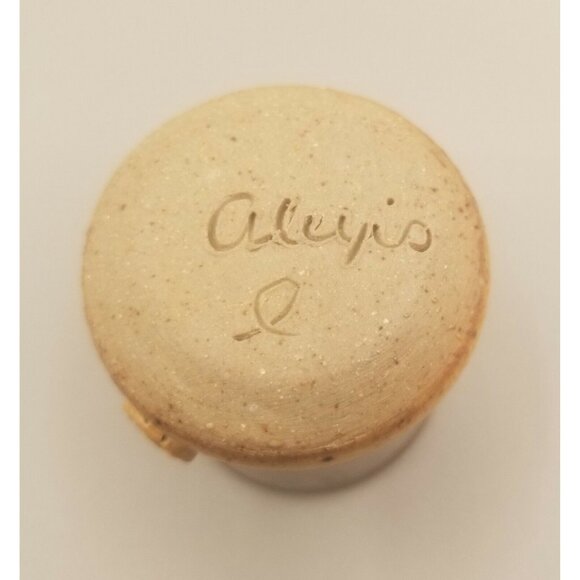 Studio Art Pottery Mini Cup Pot Vessel Desert Color Blue Brown Terracotta Signed - Picture 7 of 7